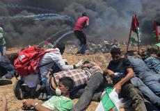 جانب من المجزرة التي ارتكبتها اسرائيل في غزة خلال مسيرة العودة السلمية