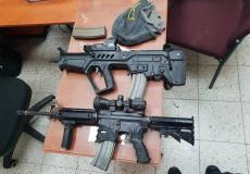 الأسلحة التي تم ضبطتها شرطة الاحتلال في أم الفحم