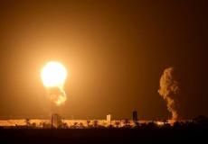 جانب من القصف الإسرائيلي على غزة فجر اليوم