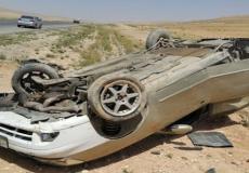انقلاب سيارة جراء حادث سير في مدينة طمرة 