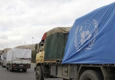 شاحنة للاونروا تحمل مواد اغاثية للاجئين