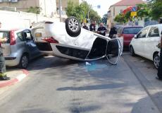 إصابة في انقلاب سيارة على شارع غزة في مدينة يافا 