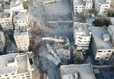 قصف مبنى المسحال الثقافي في غزة من قبل الطيران الحربي الإسرائيلي