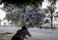 قصف إسرائيلي على غزة يوم السبت الماضي -ارشيف-