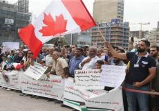 مظاهرات اللاجئين الفلسطينيين أمام سفارة كندا بلبنان -أرشيف