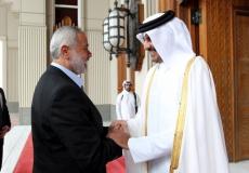 أمير قطر تميم بن حمد ورئيس المكتب السياسي لحماس إسماعيل هنية