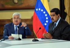  الرئيس محمود عباس، يتحدث خلال المؤتمر الصحفي المشترك مع نظيره الفنزويلي نيكولاس مادورو