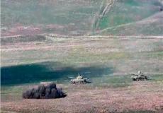  لحظة قصف أرمينيا لـ 3 دبابات أذربيجانية على خط التماس
