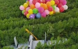 إطلاق بالونات تحمل مجسم طائرة من غزة على أشكول - ارشيفية