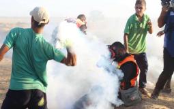 إصابو أحد طواقم الدفاع المدني في مسيرات العودة على حدود غزة