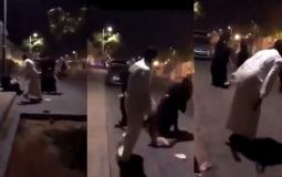 مشهد من فيديو اعتداء مواطن سعودي على امرأة