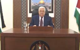 الرئيس الفلسطيني محمود عباس في كلمة له اليوم