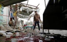آثار  التفجير الانتحاري الثاني في ساحة الطيران وسط بغداد