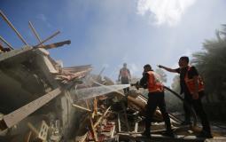 آثار قصف المنازل في شارع الوحدة بغزة