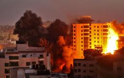 قصف برج هنادي غرب مدينة غزة