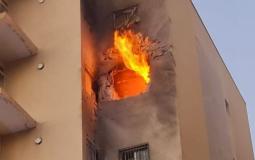 تضرر واحراق مبنى في سديروت بفعل صواريخ غزة