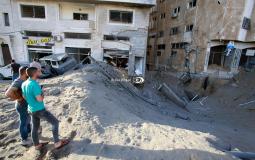 آثار القصف الإسرائيلي على مدينة غزة صباح اليوم