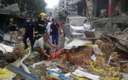 موقع انفجار مبنى في الصين