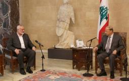هنية يجتمع مع الرئيس اللبناني في بيروت