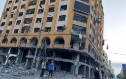 قصف برج الجوهرة وسط مدينة غزة خلال العدوان الأخير