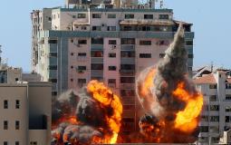 قصف برج الجلاء في غزة