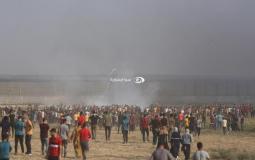 تظاهرات الشبان الفلسطينيين على الحدود شرق غزة