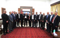 لقاء الرئيس عباس برؤساء الجامعات الفلسطينية بالضفة والقدس