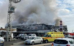 حريق ضخم في مجمع تجاري بقلنسوة