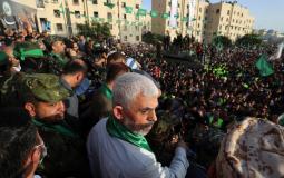 يحيى السنوار رئيس حماس في غزة في مهرجان جماهيري - أرشيف