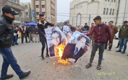 متظاهرون يحرقون صوراً لبينيت وبن غفير في خان يونس