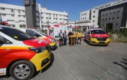 الصحة بغزة تتسلم 3 سيارات إسعاف من مؤسسة "I.N.H"
