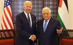 الرئيس الفلسطيني محمود عباس خلال لقائه الرئيس الأمريكي جو بايدن اليوم