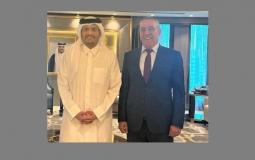 لقاء حسين الشيخ مع وزير الخارجية القطري