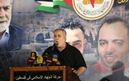 خالد البطش خلال مسيرة للجهاد في غزة اليوم