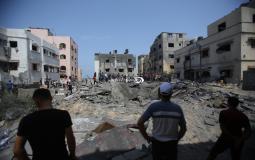 من قصف منزل يعود لعائلة شملخ غرب مدينة غزة