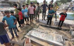 من مكان استشهاد الأطفال الخمسة شمال غزة