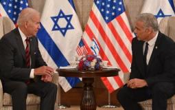 الرئيس الامريكي جو بايدن مع رئيس الوزراء الاسرائيلي يائير لابيد - ارشيف