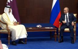 جانب من لقاء الرئيس الروسي وأمير قطر