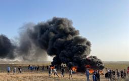 مواجهات مع الاحتلال على حدود غزة تنديداً بجريمة نابلس
