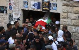 جانب من تشييع جثمان الشهيد داوود ريان في القدس اليوم