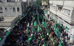 "حماس" تنظم مسيرة حاشدة نصرة للأقصى والضفة وسط قطاع غزة