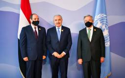 محمد اشتية مع الرئيس المصري والأمين العام للأمم المتحدة