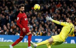 محمد صلاح لاعب نادي ليفربول يسجل هدفا في أحد مباريات الدوري الانجليزي موسم 2022-2023