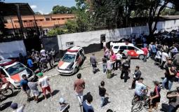 جانب من حادثة إطلاق نار على مدرستين في البرازيل