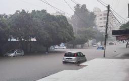 غرق شوارع في غزة جراء الأمطار الغزيرة