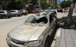 مركبة متضررة من غارة اسرائيلية على غزة