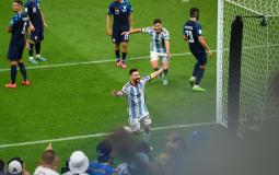 فرحة ليونيل ميسي بالتسجيل لمنتخب الارجنتين في كأس العالم 2022
