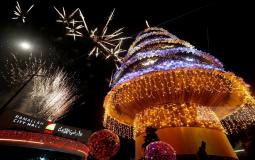 جانب من الاحتفال بإضاءة شجرة الميلاد في رام الله