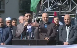 عبد اللطيف القانوع الناطق باسم حماس خلال وقفة شمال غزة
