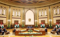 جانب من القمة الثلاثية في القاهرة بمشاركة الرئيس عباس